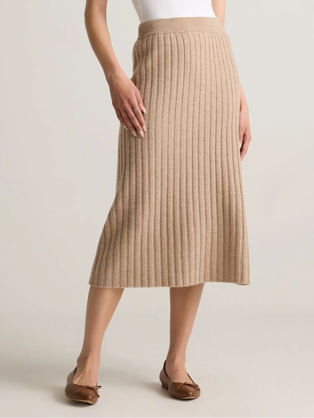 Quince Mongolian Cashmere Skirt Oatmeal size M